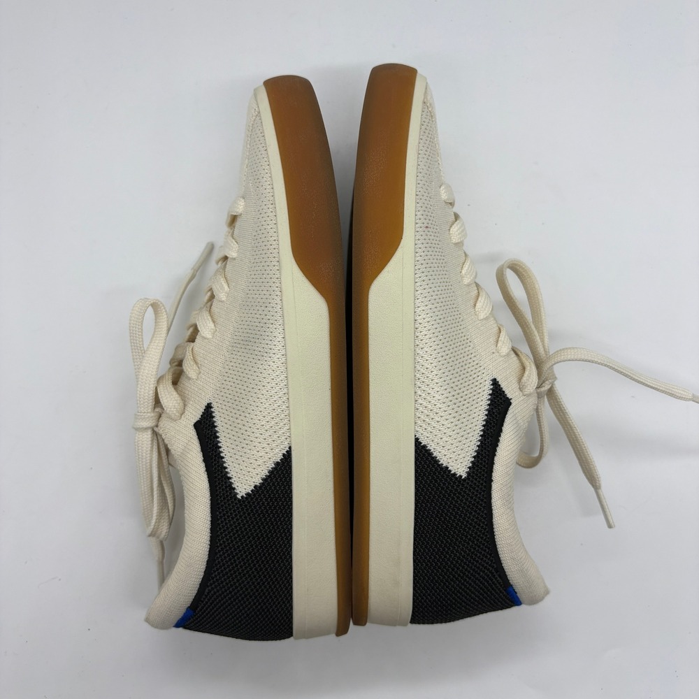 Rothys The Lace Up Sneaker Size 7 Hidden Wedge Bone Navy Blue Low Top Washable - Picture 7 of 11